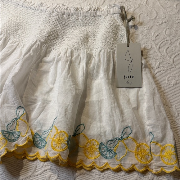 Joie White Shorts with Yellow Lemon & Green Leaf Embroidery. Sleep shorts. NWT S - Picture 2 of 8